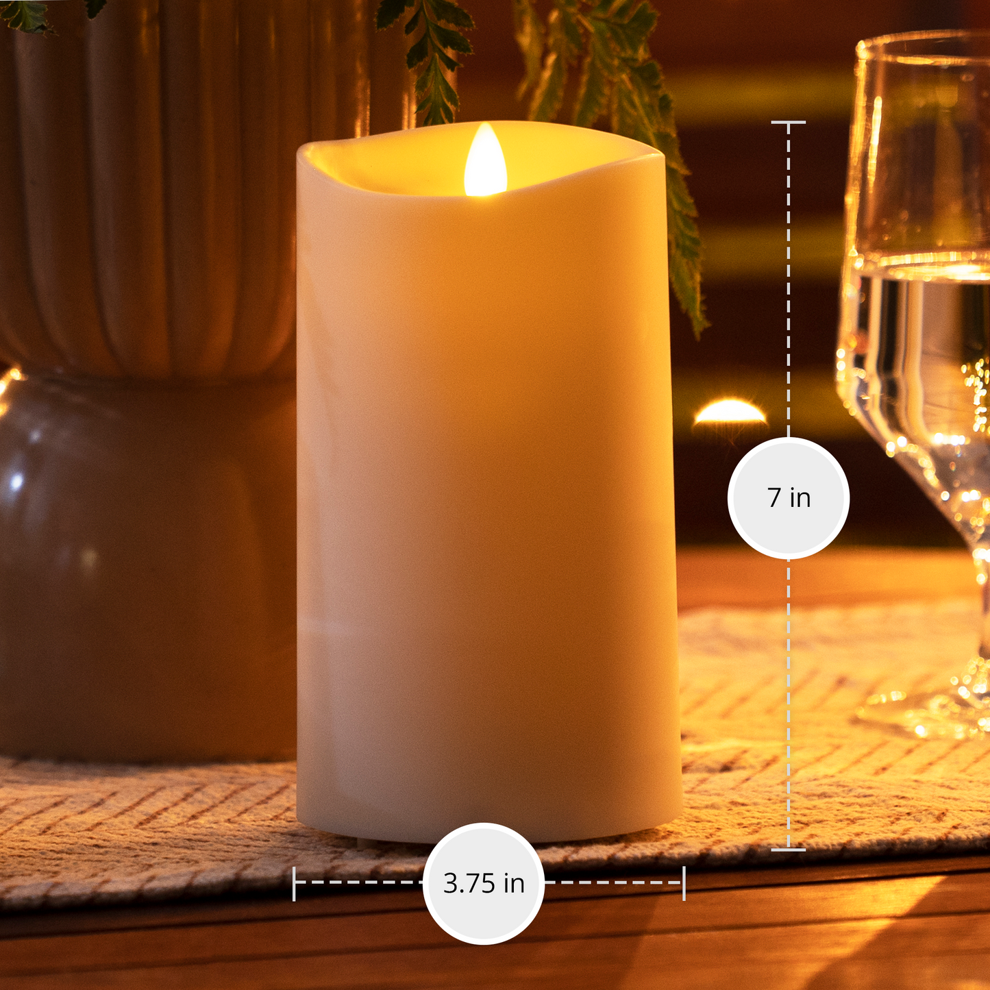 Outdoor Color Changing Flameless Candle Pillar with Remote - Melted Top - 3.75" Width