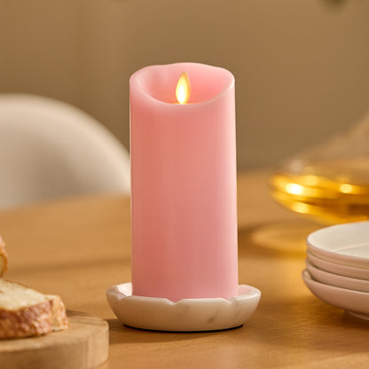 Saga Rose Flameless Candle Pillar - Scallop Top - 3" Width