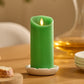 Vibrant Green Flameless Candle Pillar - Scallop Top - 3" Width
