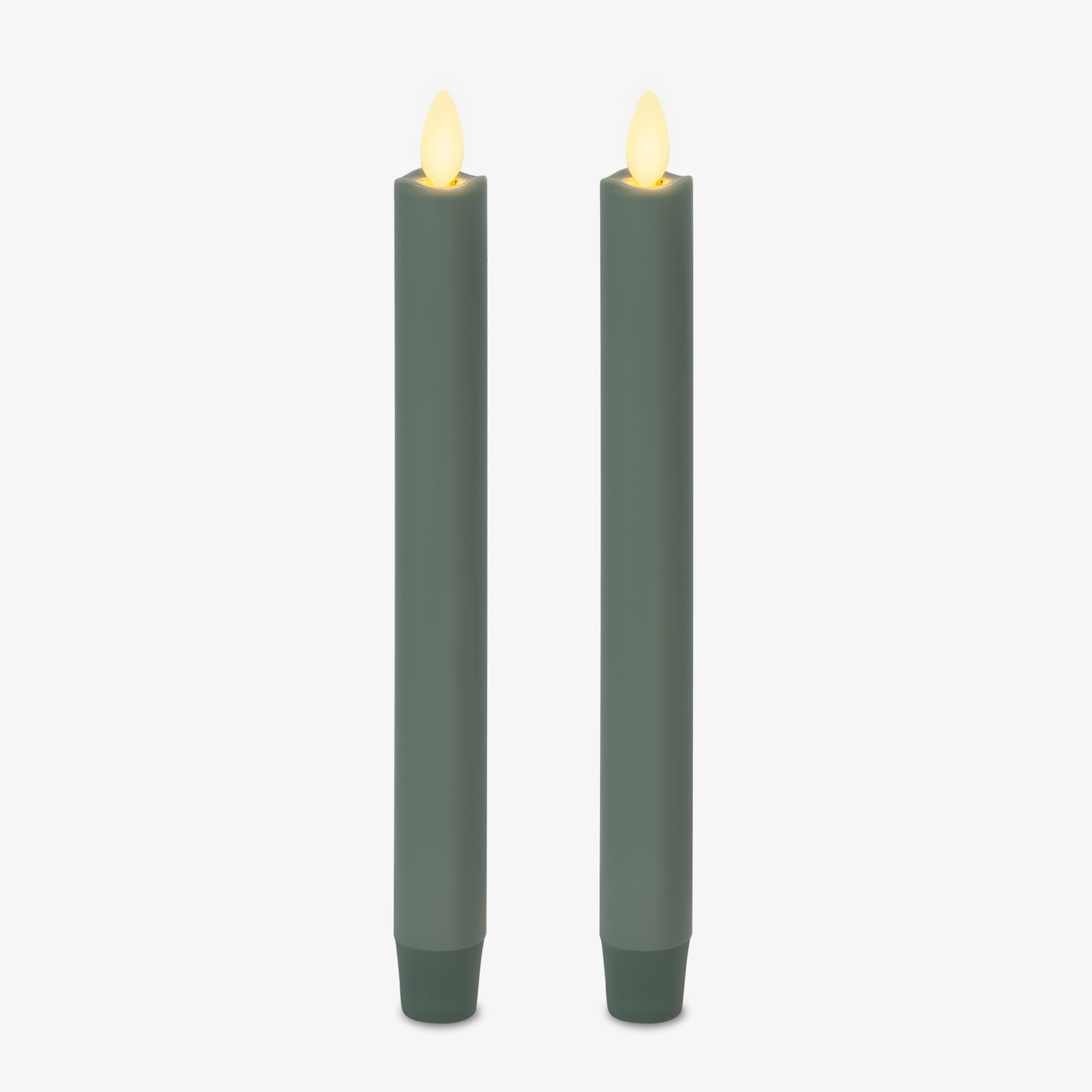 Iceberg Green Flameless Candle Tapers - Melted Top - 9.75" Height - Set of 2