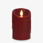 Burgundy Wax Drip Flameless Candle Pillar - Scallop Top