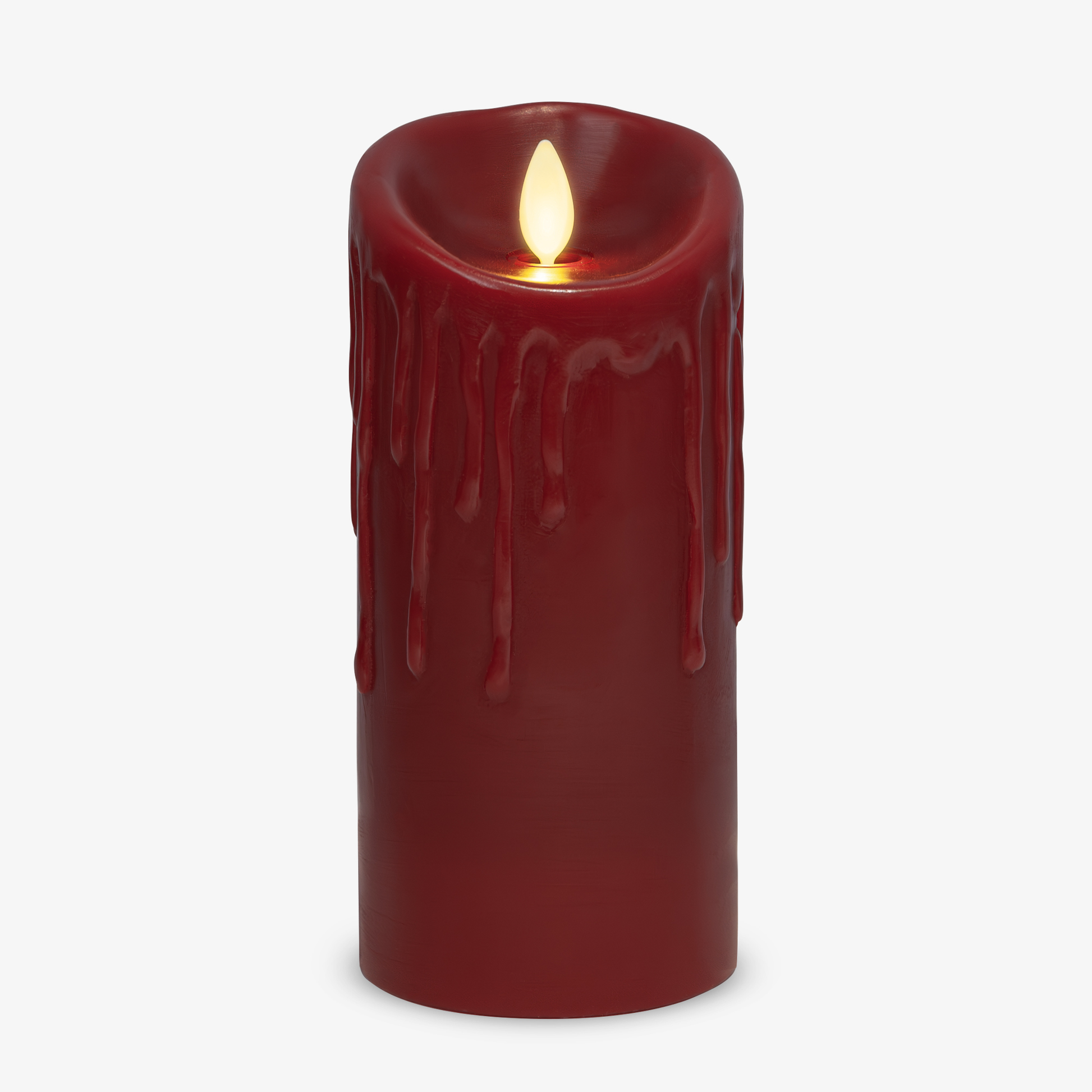 Burgundy Wax Drip Flameless Candle Pillar - Scallop Top