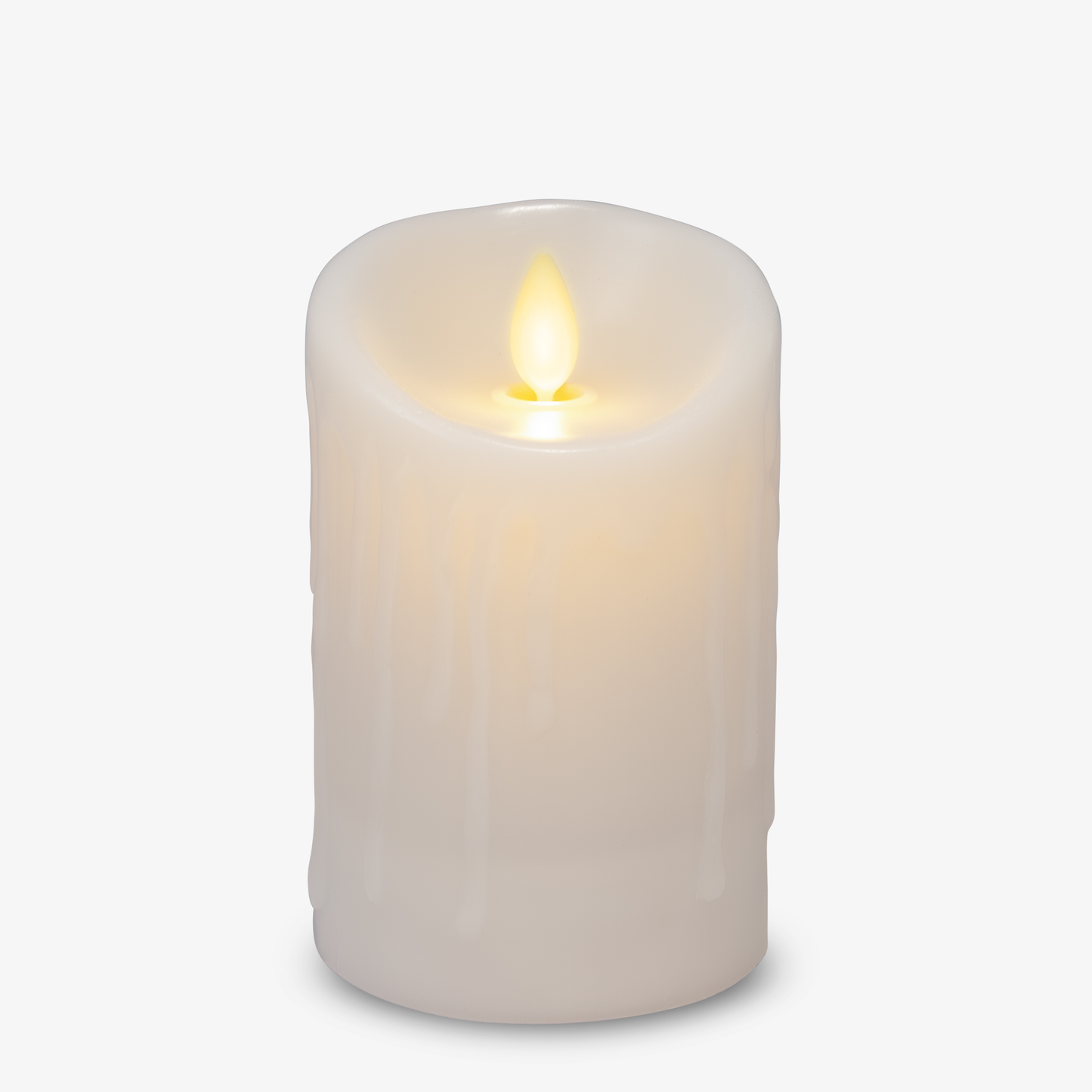 White Wax Drip Flameless Candle Pillar - Scallop Top