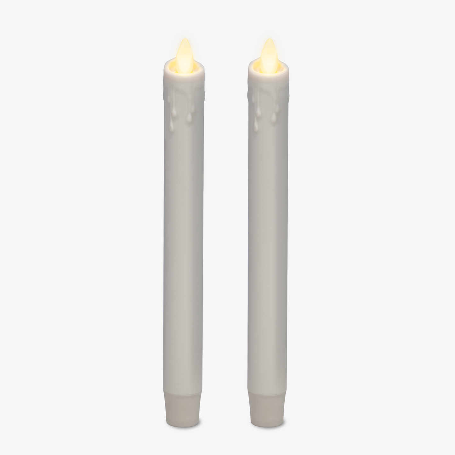 Set of 2 White Wax Drip Flameless Candle Tapers - Scallop Top