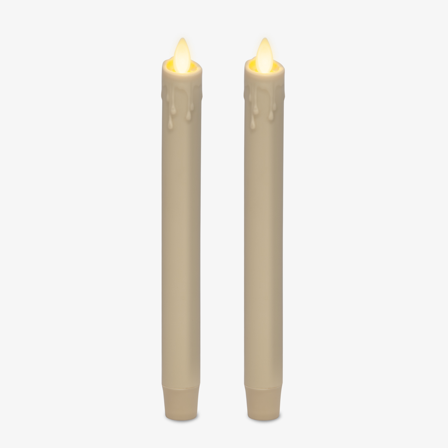 Set of 2 Ivory Wax Drip Flameless Candle Tapers - Scallop Top