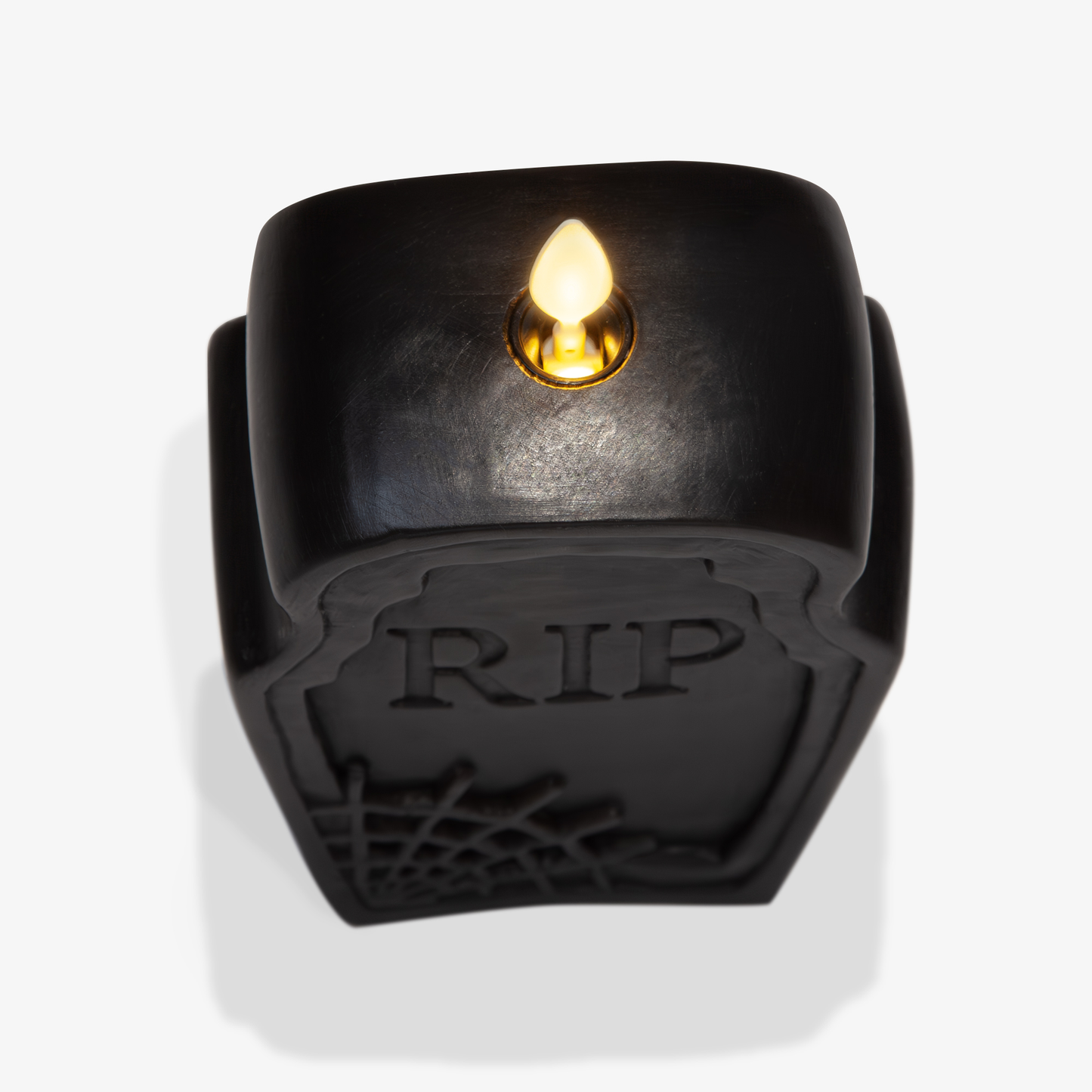 Black Flameless Candle RIP Tombstone