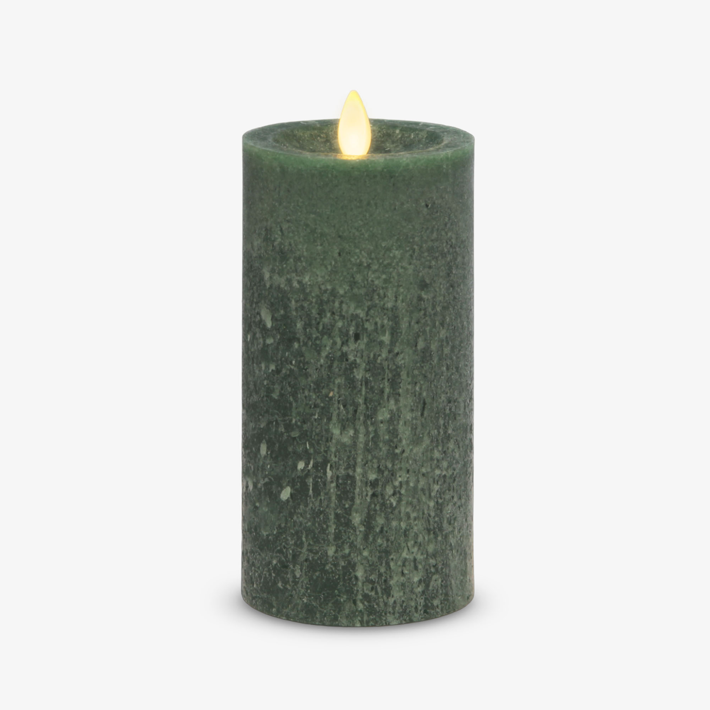 Green Seaglass Flameless Candle Pillar - Recessed Top