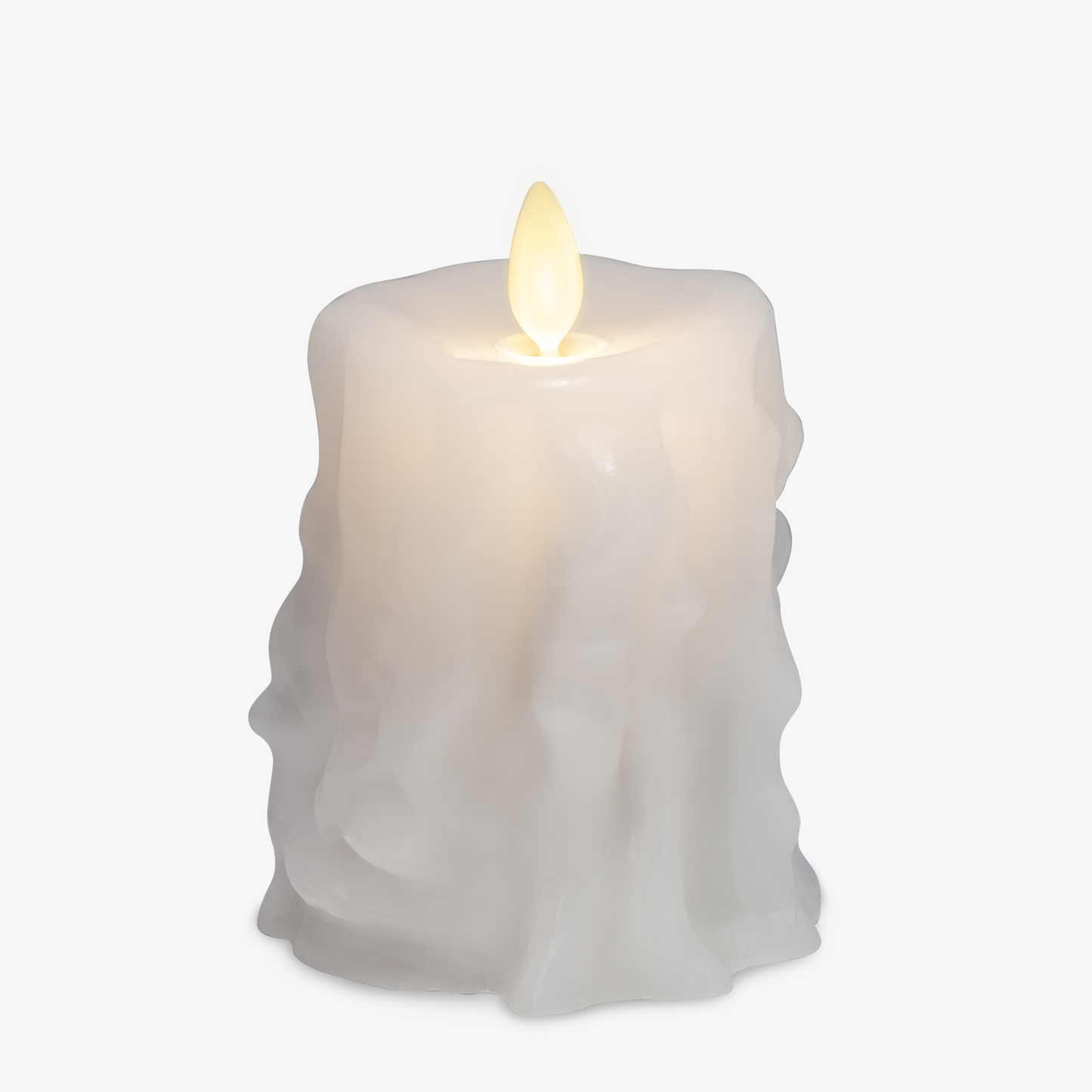 White Heavy Wax Drip Flameless Candle Slim Pillar