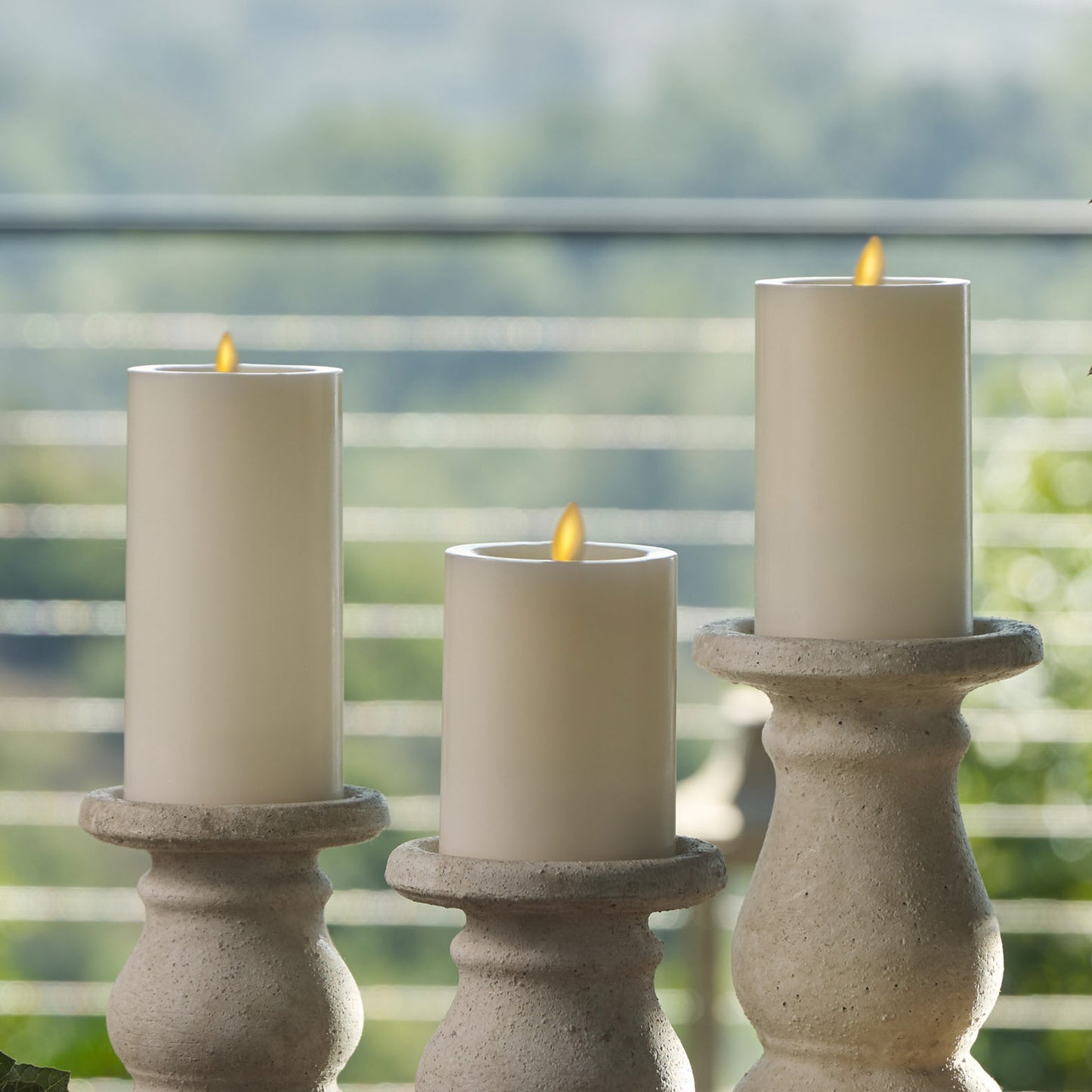 Pearl Ivory Flameless Candle Pillar - Recessed Top