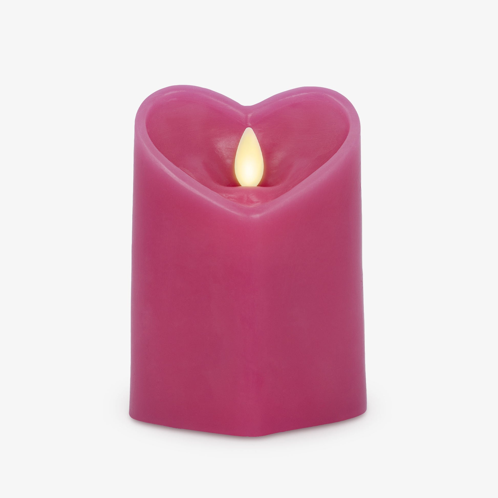 Raspberry Sorbet Flameless Candle Heart Pillar – Luminara