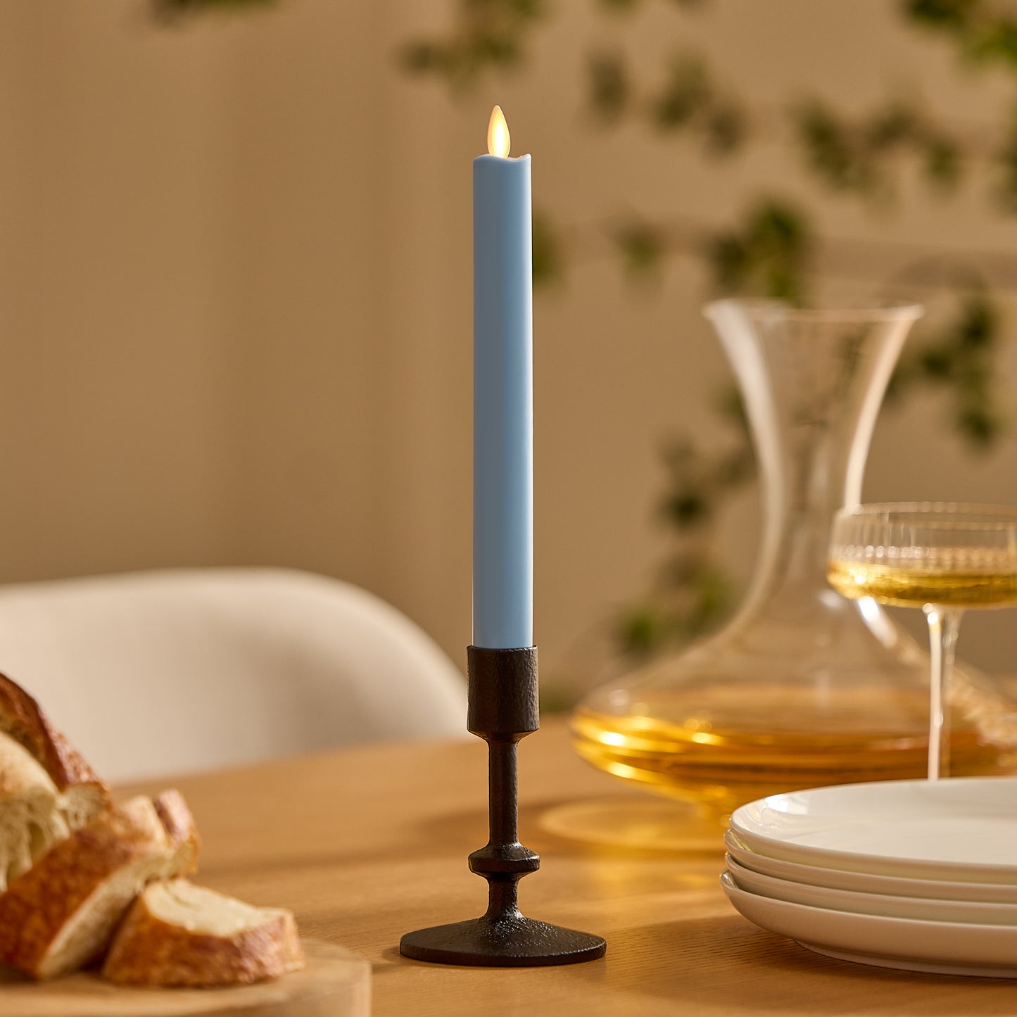 Airy Blue Flameless Candle Taper