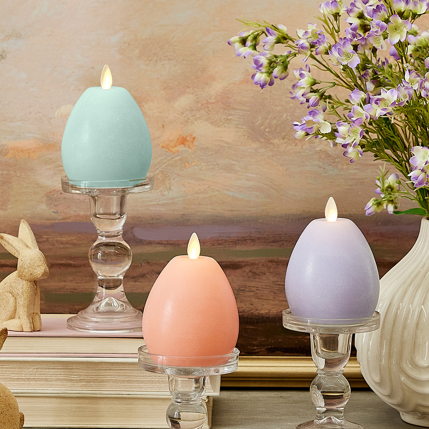 Chalky Gentle Lavender Flameless Candle Easter Egg