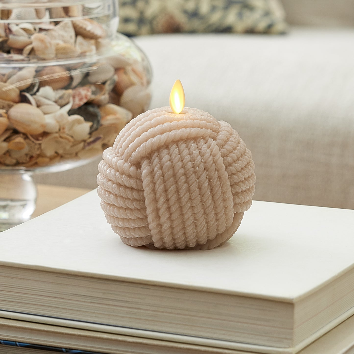 Timeless Taupe Flameless Candle Rope Ball