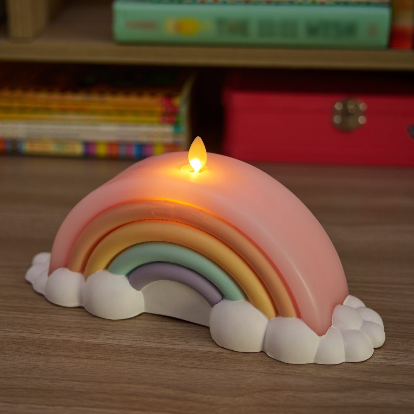 Pastel Crystal Rose Flameless Candle Rainbow