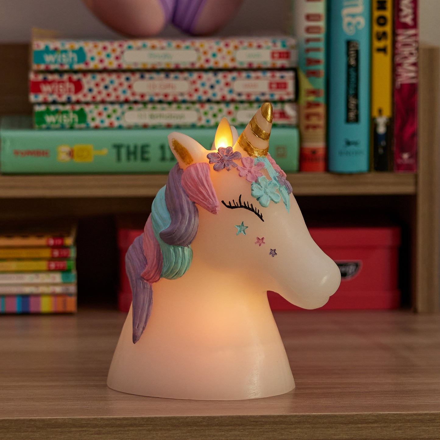 White Color Changing Flameless Candle Unicorn with Remote