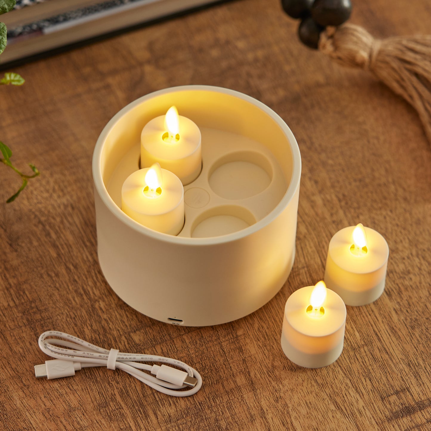 Rechargeable Tealights and Charging Base - Set of 4