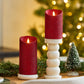 Holiday Red Glitter Flameless Candle Pillar