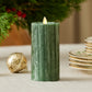 Holiday Green Selenite Flameless Candle Pillar