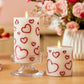 White Porcelain with Metallic Raspberry Hearts Flameless Candle Pillar