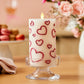 White Porcelain with Metallic Raspberry Hearts Flameless Candle Pillar