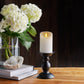 White Flameless Candle Pillar - Scallop Top - 3" Width