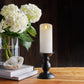 White Flameless Candle Pillar - Scallop Top - 3" Width