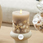 Timeless Taupe Embedded Seashell & Starfish Flameless Candle Pillar