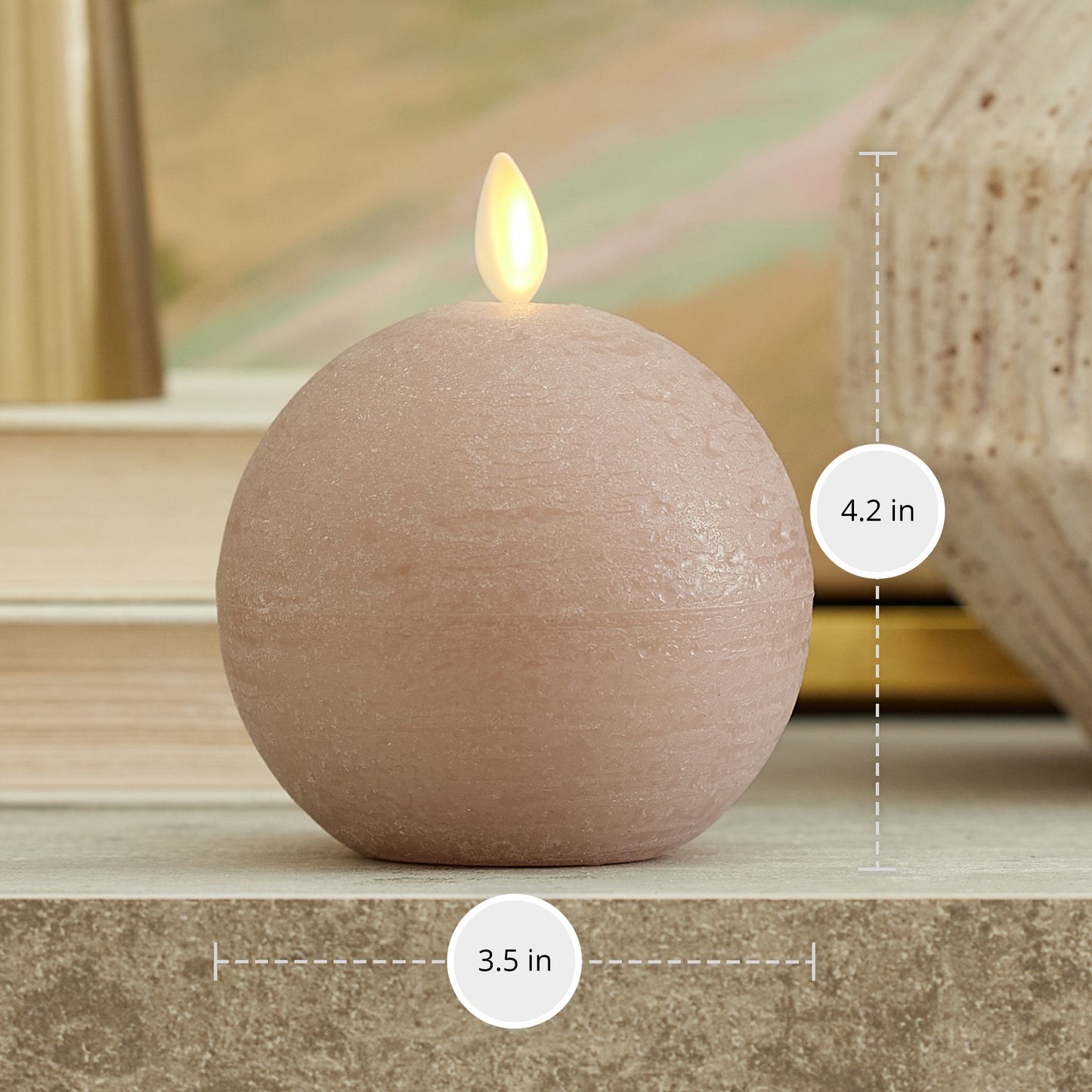 Snail Candle Holder + Timeless Taupe Chalky Flameless Candle Sphere