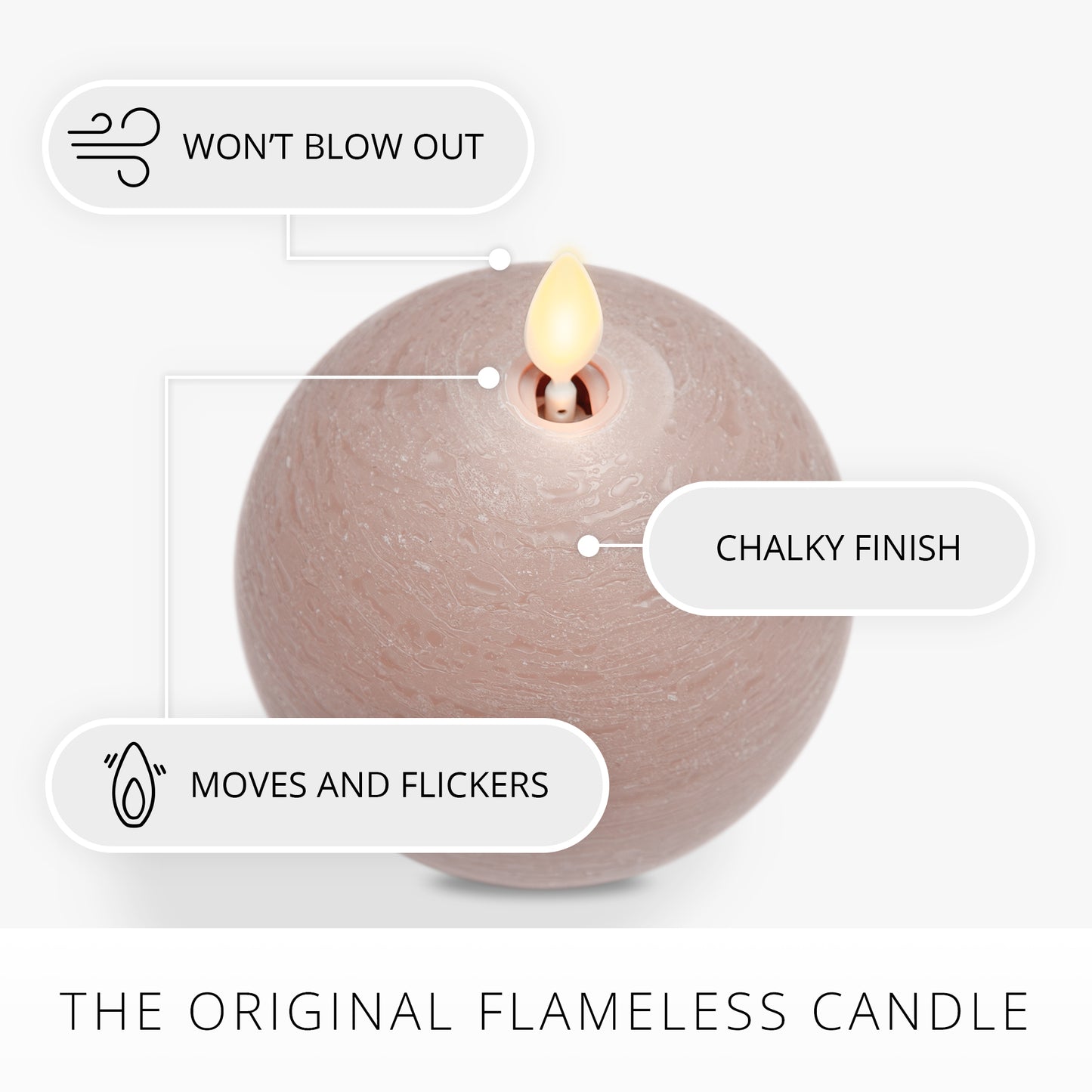Timeless Taupe Chalky Flameless Candle Sphere