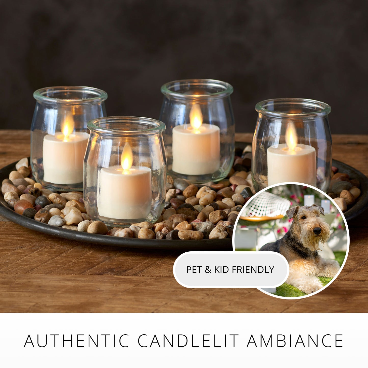 Pearl Ivory Flameless Candle Tealights - Flat Top - Set of 4