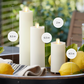 Set of 3 Pearl Ivory Outdoor Flameless Candle Slim Pillars with Remote - Melted Top