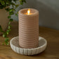 Timeless Taupe Chalky Ribbed Flameless Candle Pillar