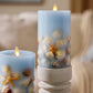 Soft Chambray Embedded Seashell & Starfish Flameless Candle Pillars