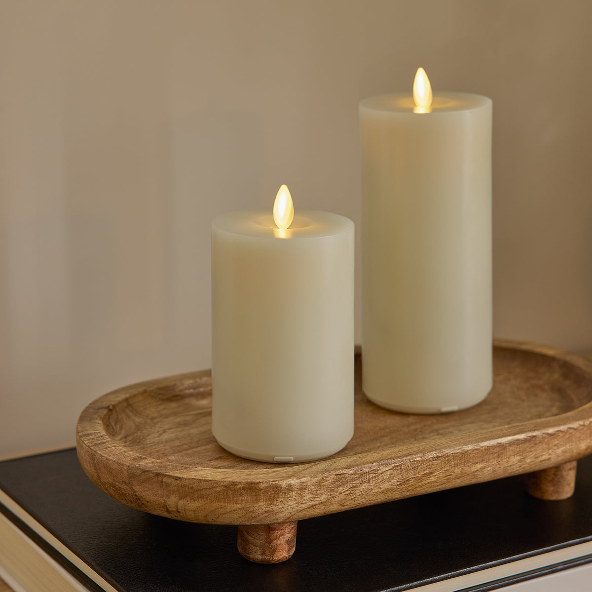 Pearl Ivory Rechargeable Wick To Flame Flameless Candle Pillar