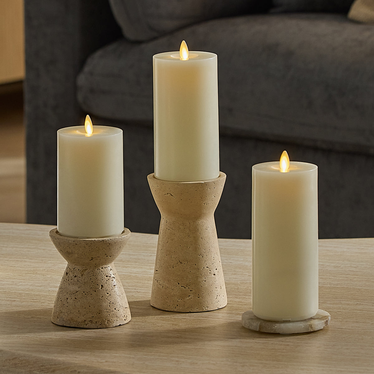 Pearl Ivory Rechargeable Wick To Flame Flameless Candle Pillar