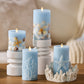 Soft Chambray Embedded Seashell & Starfish Flameless Candle Pillars