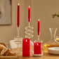 True Red Flameless Candle Pillar - Scallop Top - 3" Width