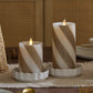 Champagne Glow Candy Cane Glitter Flameless Candle Pillar