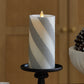 Brilliant Silver Candy Cane Glitter Flameless Candle Pillar