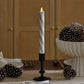 Brilliant Silver Candy Cane Glitter Flameless Candle Taper