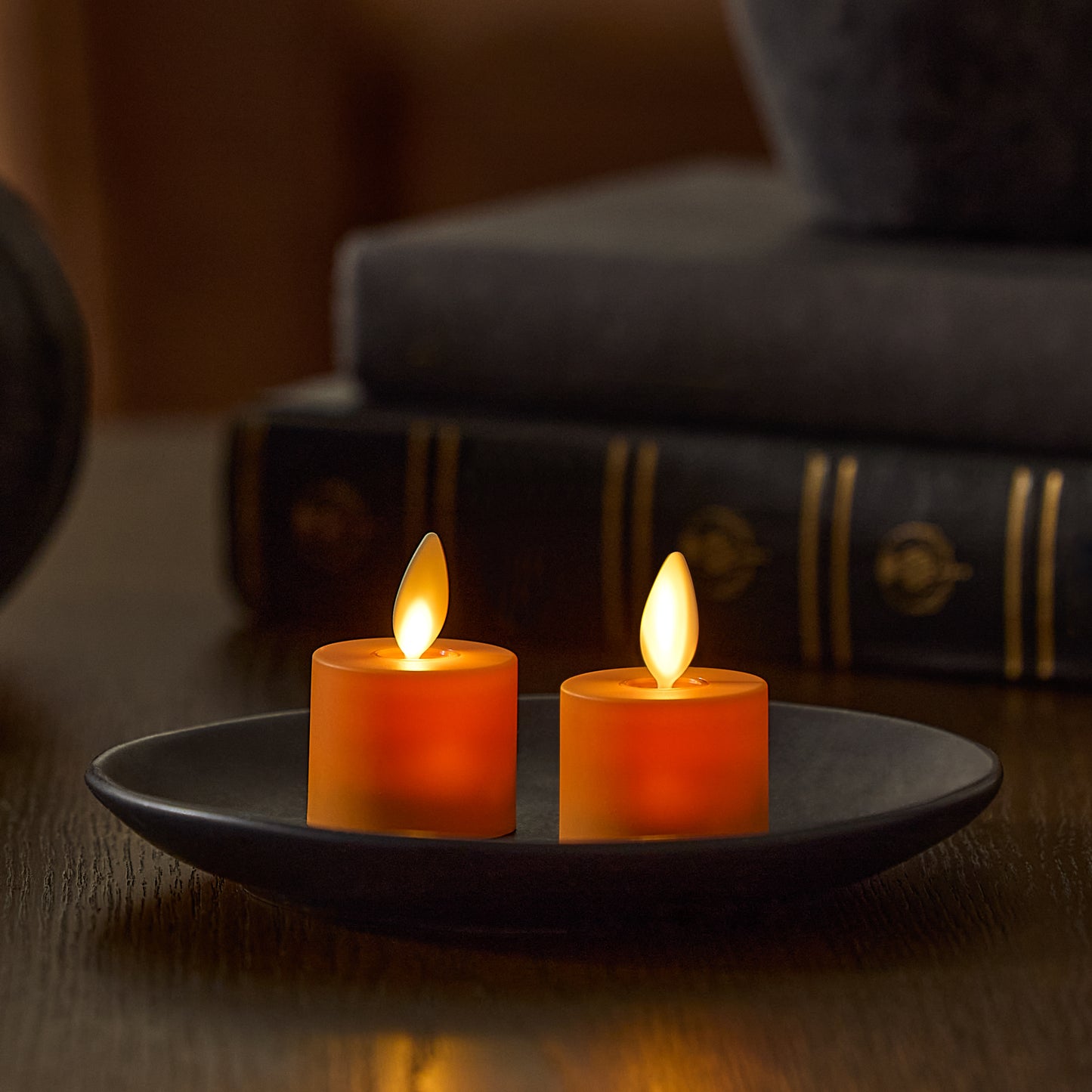 Set of 2 Russet Orange Tealights