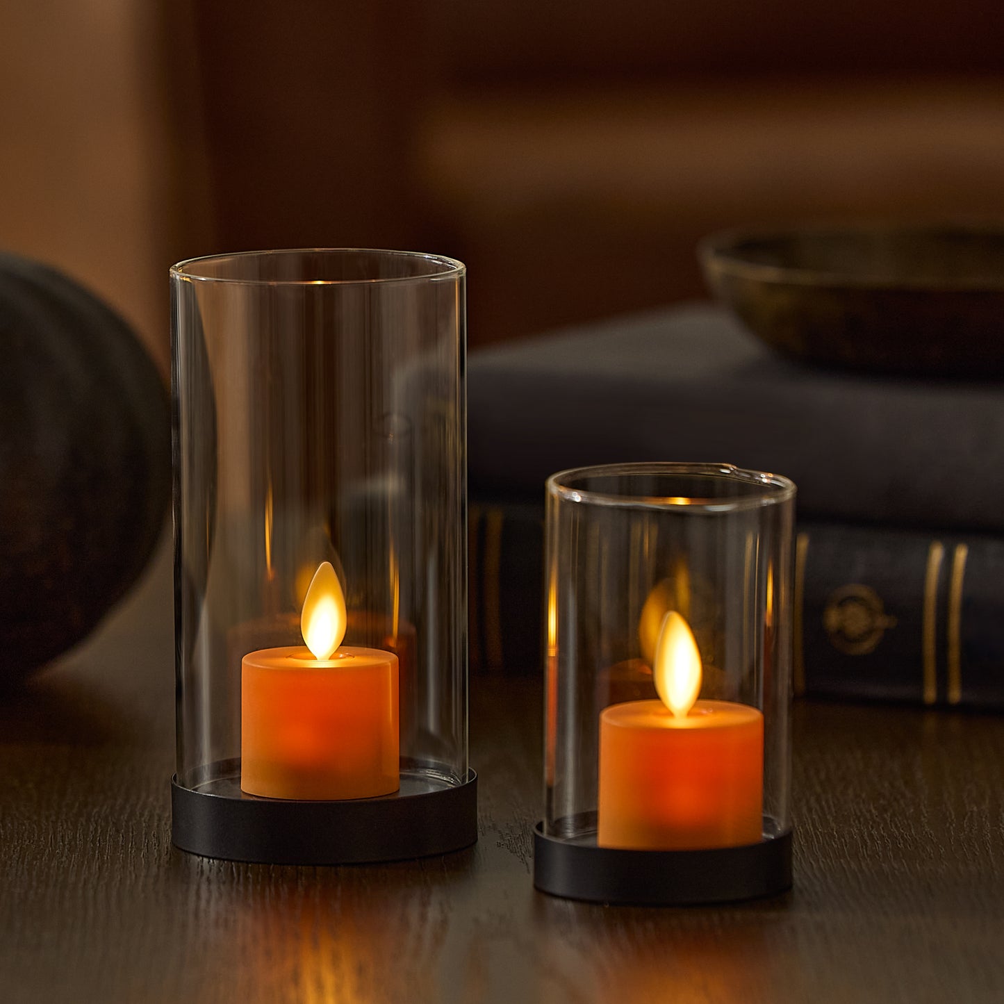 Set of 2 Russet Orange Tealights
