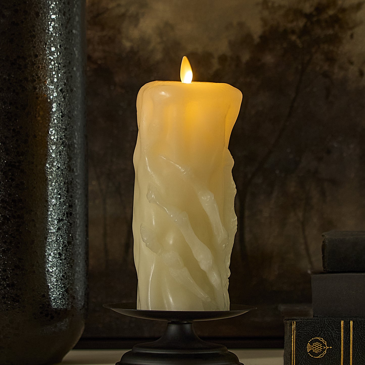 Pearl Ivory Skeleton Hand Pillar