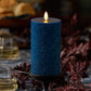 Glitter Blue Opal Ribbed Flameless Candle Pillar