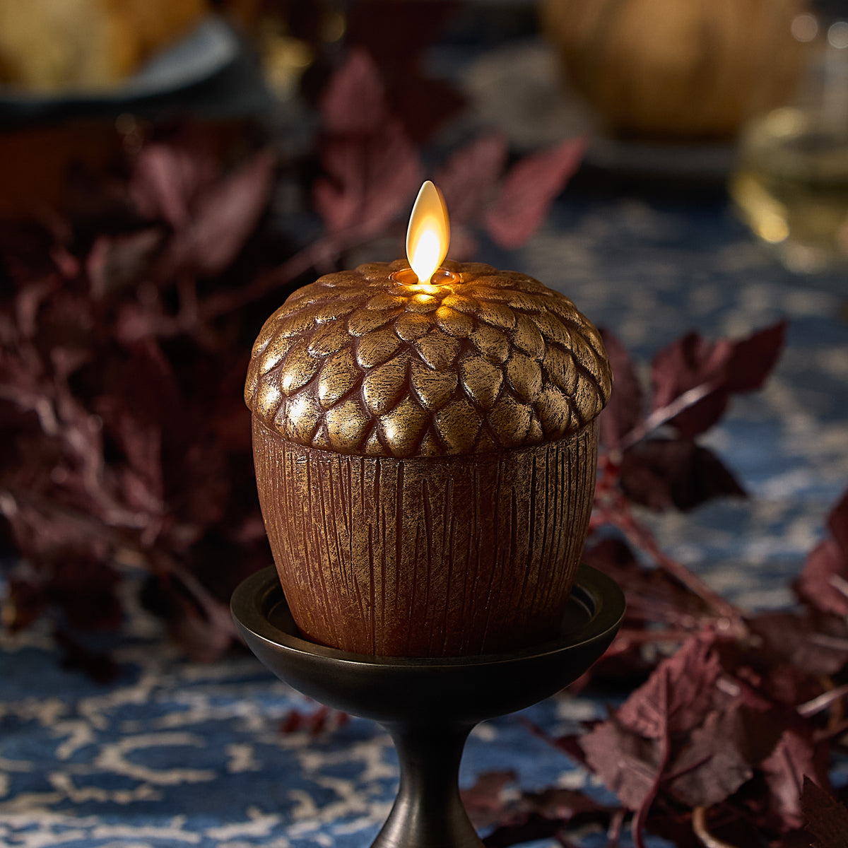 Metallic Cappuccino Flameless Candle Acorn