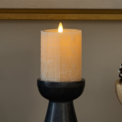 White Swan Sweater Knit Flameless Candle Pillar