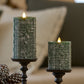 Holiday Green Sweater Knit Flameless Candle Pillar