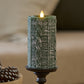 Holiday Green Sweater Knit Flameless Candle Pillar