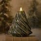 Holiday Green Glitter Swirl Flameless Candle Tree