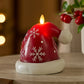 Holiday Red Santa Hat with Snowflakes Flameless Candle